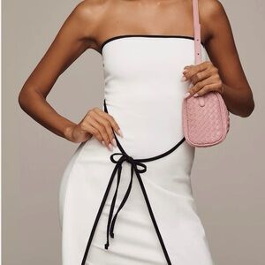 Women’s Pink Woven Leather Crossbody Bag